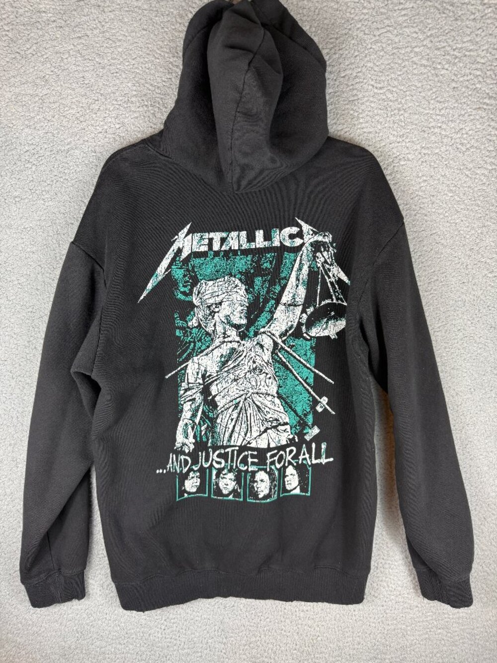 H&M Metallica ...And Justice for All Hoodie Mens Black Pullover Sweatshirt